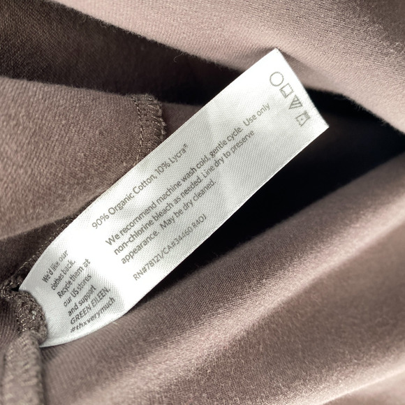 EILEEN FISHER Dress PS Stretch Organic Cotton Jersey T-Shirt Cap Sleeve Brown - Picture 6 of 9